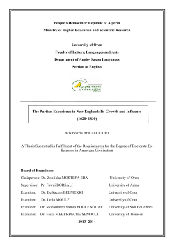 People`s Democratic Republic of Algeria Ministry of Higher