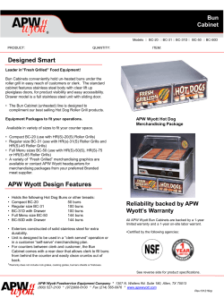 Spec Sheet - APW Wyott
