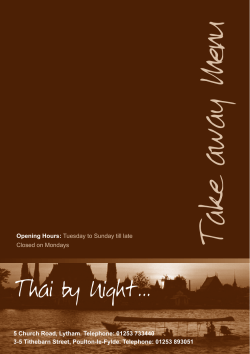 Take Away Menu - Thai By Night