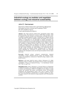 Industrial ecology as mediator and negotiator between
