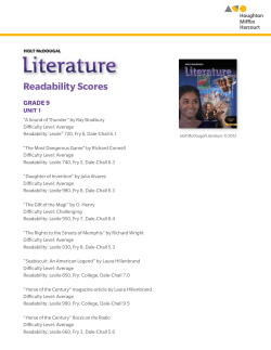 Readability Scores - Houghton Mifflin Harcourt