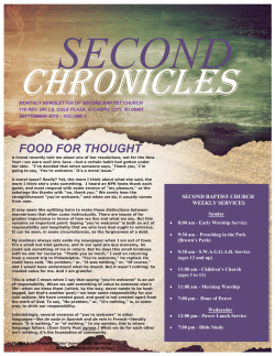 food for thought - Second Baptist Church