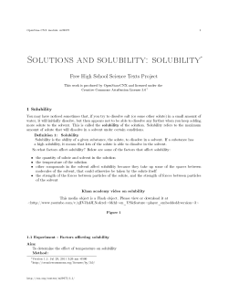 Solutions and solubility