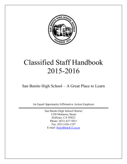 Classified Staff Handbook 2015-2016