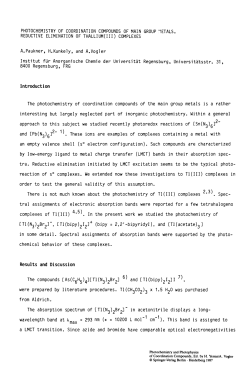 PHOTOCHEMISTRY OF COORDINATION COMPOUNDS OF MAIN