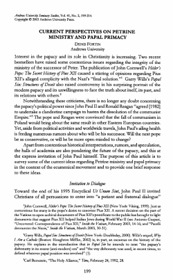 current perspectives on petrine ministry and papal primacy