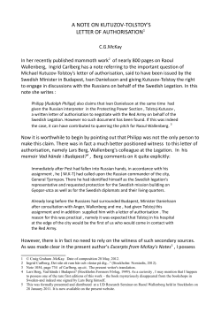 A NOTE ON KUTUZOV-TOLSTOY`S LETTER OF AUTHORISATION1