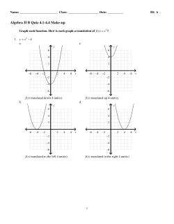 Make-up for Algebra II B Quiz 4.1-4.4