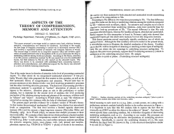 aspects of the theory of comprehension, memory and attention