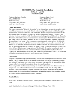 HSCI 3833: The Scientific Revolution