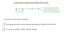 (EXCHANGE) REACTIONS AB CD AD CB In exchange reactions