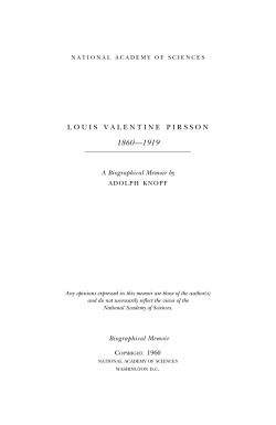 louis valentine pirsson - National Academy of Sciences