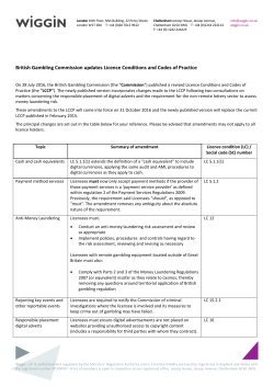British Gambling Commission updates Licence Conditions and