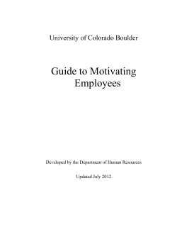 Guide to Motivating Employees - University of Colorado Boulder