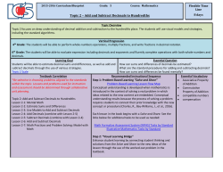 Topic 2 &ndash; Add and Subtract Decimals to Hundredths