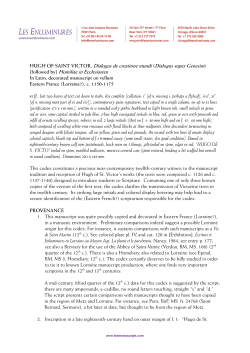 HUGH OF SAINT VICTOR, Dialogus de creatione mundi (Dialogus