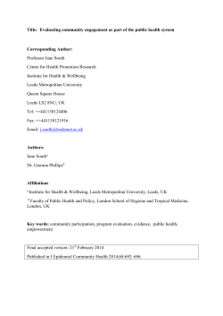 Title: Evaluating community engagement as part of the public health