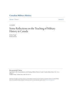 Some Reflections on the Teaching of Military History in Canada