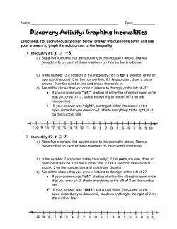 Discovery Activity: Graphing Inequalities
