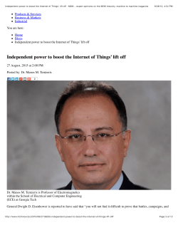 Independent power to boost the Internet of Things` lift off