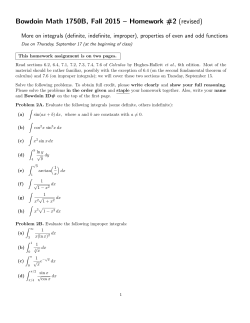 Bowdoin Math 1750B, Fall 2015 – Homework #2 (revised)