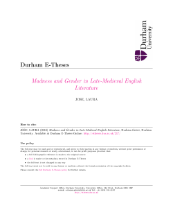 Madness and Gender in Late-Medieval Literature - Durham e