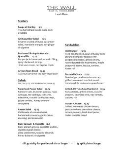 18% gratuity for parties of six or larger - $5 split plate