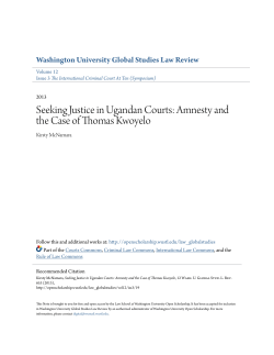 Seeking Justice in Ugandan Courts: Amnesty and the Case of