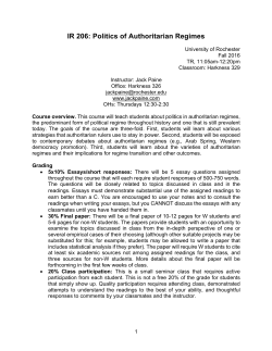 IR 206: Politics of Authoritarian Regimes