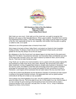2016 Henderson State of the City Address Mayor Andy Hafen