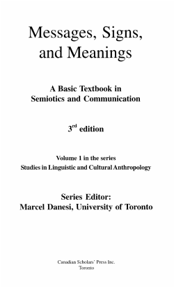 Messages, Signs, and Meanings: A Basic Textbook in Semiotics and