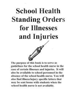 School Health Standing Orders for Illnesses and Injuries