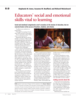 Educators` social and emotional skills vital to learning