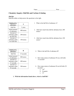 Chemistry Inquiry: Half life and Carbon