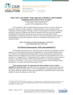 Immigration Executive Action Practice Advisory