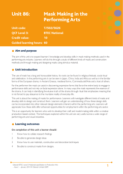 Unit 86: Mask Making in the Performing Arts