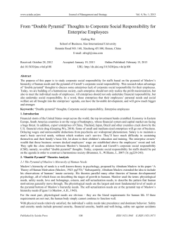 From &ldquo;Double Pyramid&rdquo; Thoughts to Corporate Social