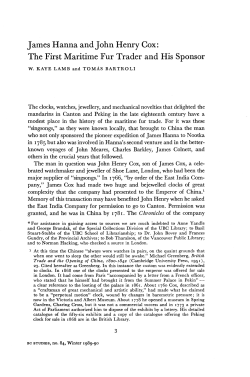 James Hanna and John Henry Gox: The First Maritime Fur Trader