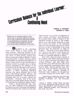 Curriculum Balance for the Individual Learner