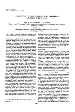 Comments on Estimating Total Body Lipids from Measures of Lean