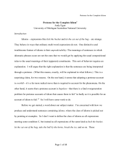 Pretense for the Complete Idiom1