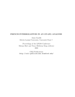 FRENCH INTERROGATIVES IN AN OT