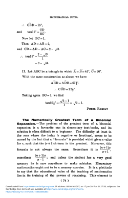 The Numerically Greatest Term of a Binomial Expansion