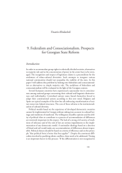 9. Federalism and Consociationalism. Perspectives for Georgian