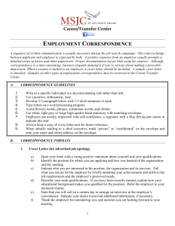 EMPLOYMENT CORRESPONDENCE