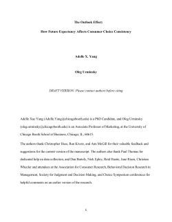 1 The Outlook Effect: How Future Expectancy Affects Consumer