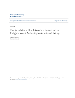 The Search for a Plural America: Protestant and