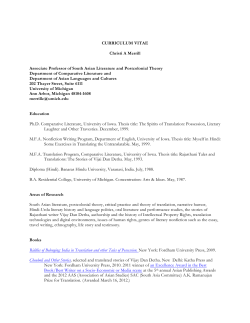 Curriculum Vitae - College of Literature, Science, and the Arts