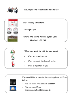 Would you like to come and talk to us? What we want to talk to you