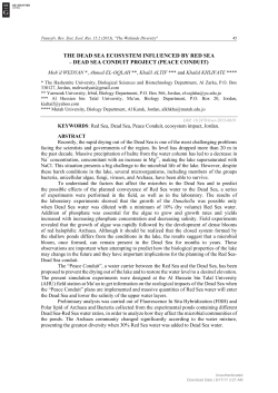THE DEAD SEA ECOSYSTEM INFLUENCED BY RED SEA &ndash; DEAD